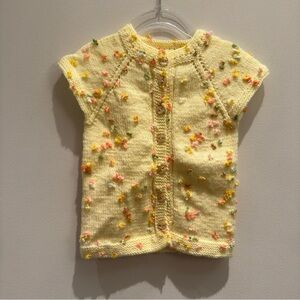 Hand-Knitted Butter Yellow Textured Baby Sweater Size 6-12 Months